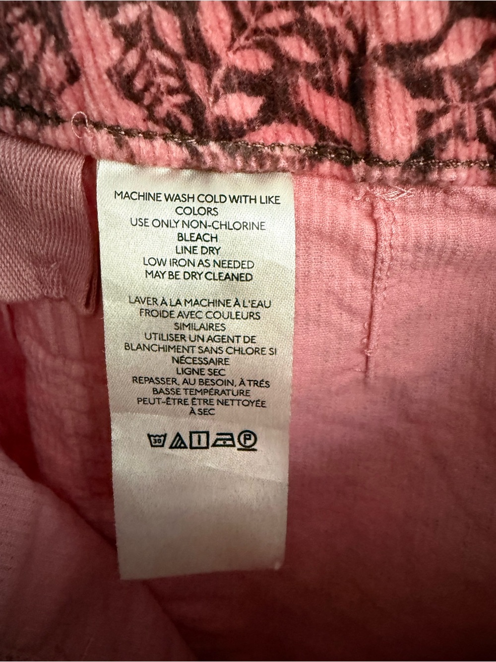 Anthropologie Maeve The Colette Pink Botanical Corduroy Wide Leg Pants 31 - Picture 7 of 15